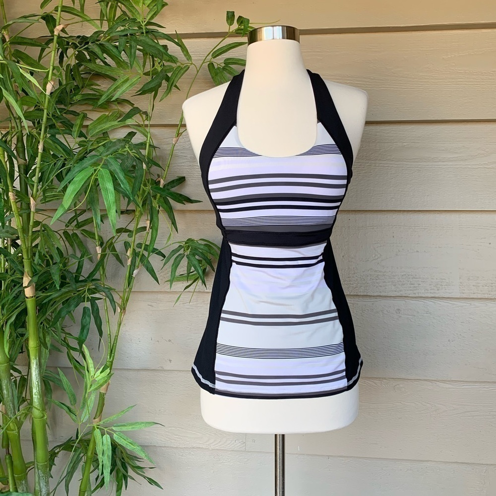 🎉Lululemon Black & White Striped Racerback Tank